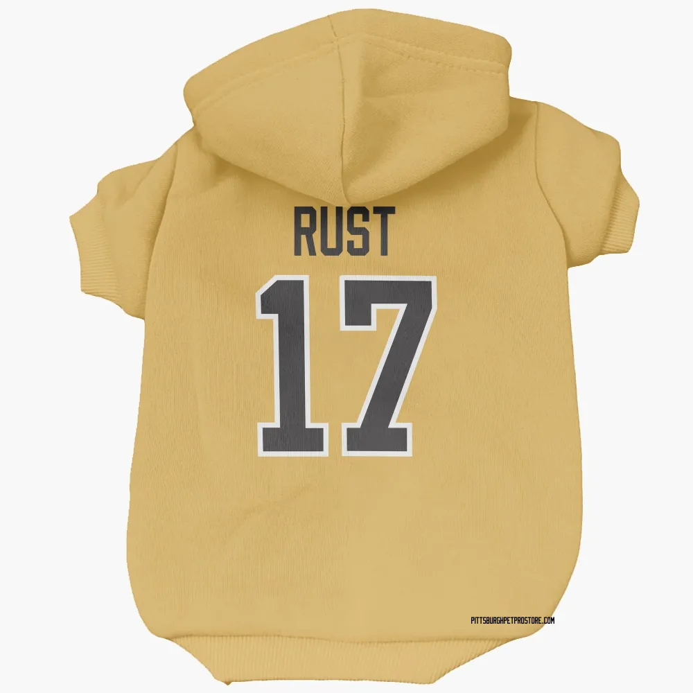 Pittsburgh Penguins Bryan Rust Gold Pet Hoodie for Dog & Cat