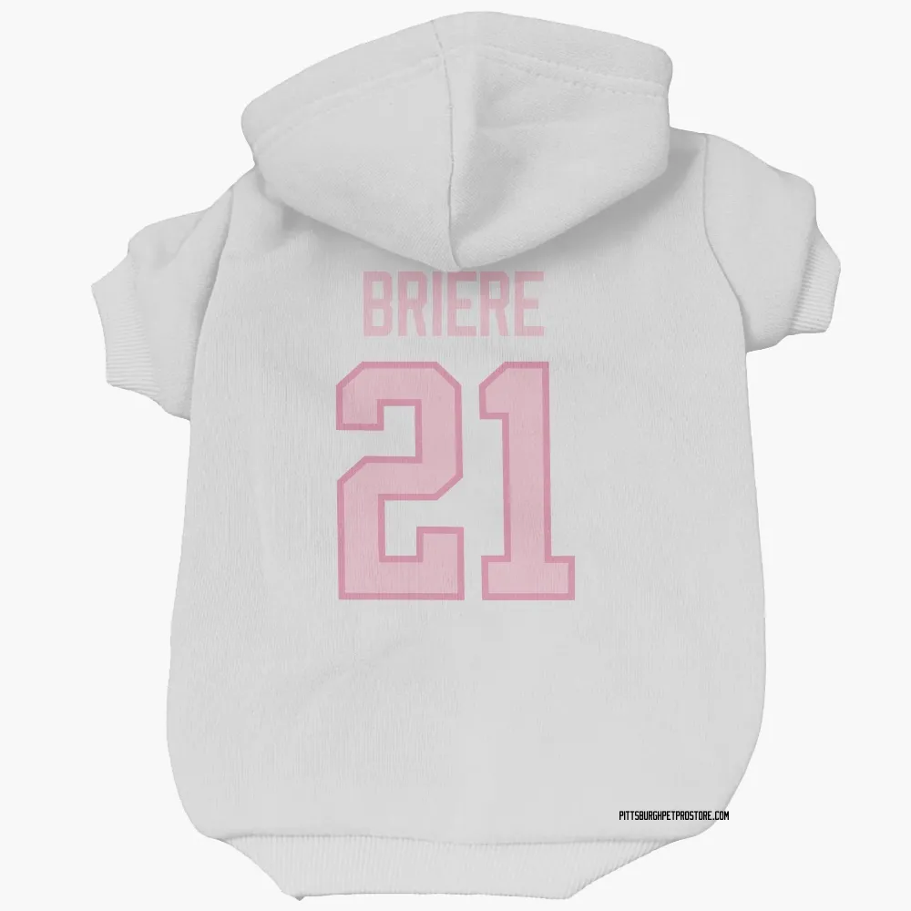 Pittsburgh Penguins Michel Briere White Pink Pet Hoodie for Dog & Cat