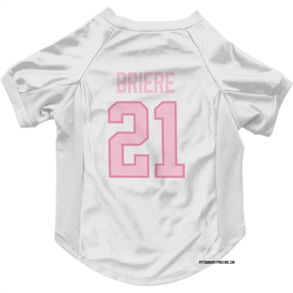Pittsburgh Penguins Michel Briere White Pink Pet Jersey for Dog & Cat